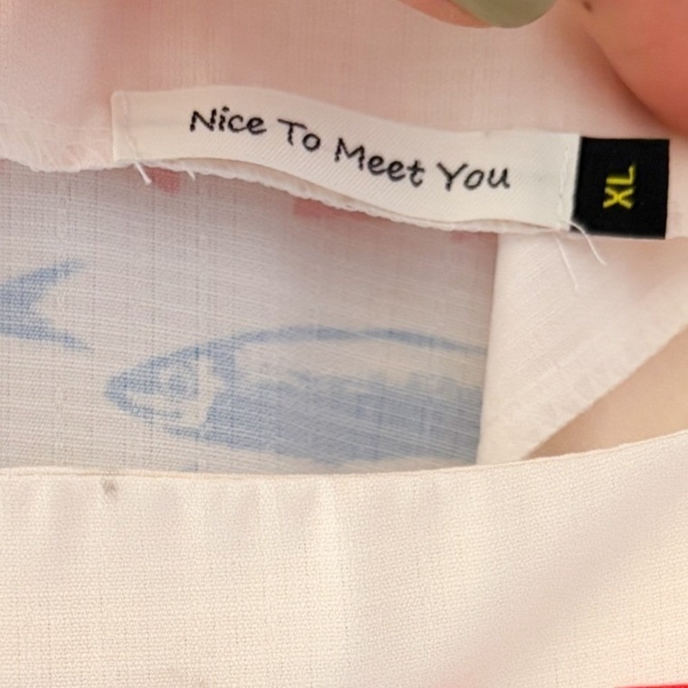 Nice To Meet You Sardine Nautical Fish Print Mini Dress Euro Summer Size XL - Picture 3 of 4